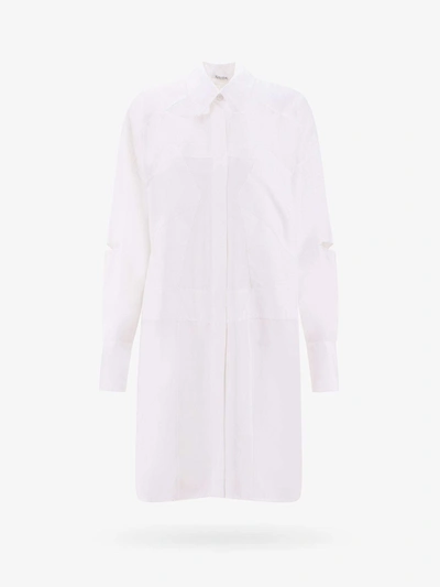 Shop Krizia Long Sleeves Silk Dresses In White