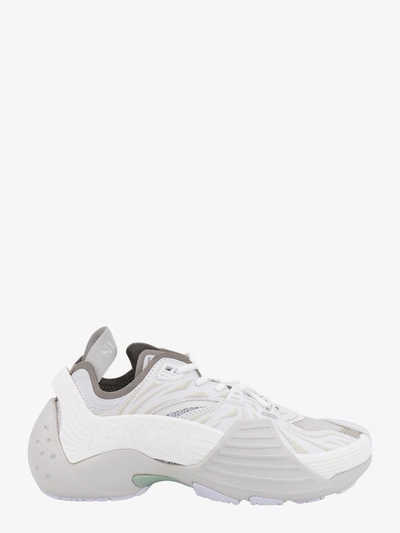 Shop Lanvin Paris Leather Stitched Profile Lace-up Sneakers In White