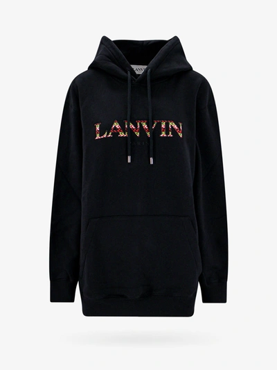 Shop Lanvin Paris Long Sleeves Cotton Sweatshirts In Black
