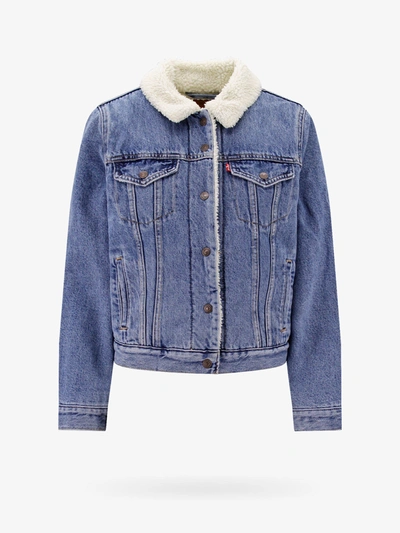 Shop Levi's Closure With Snap Buttons Jackets In Blue