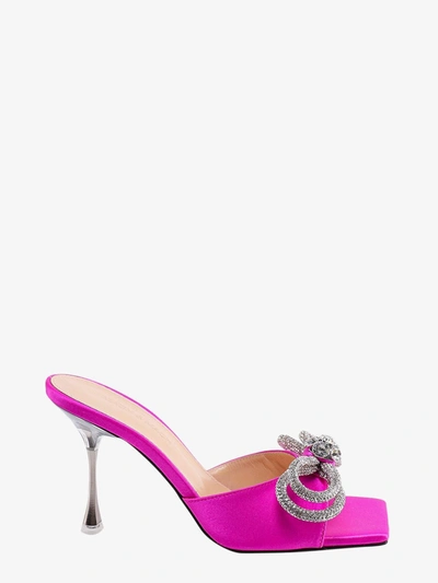 Shop Mach & Mach Squared Toe Stiletto Heel Satin Rhinestones Sandals In Pink