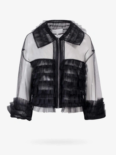 Shop Maison Margiela Closure With Zip Frayed Profile Unlined Top In Black