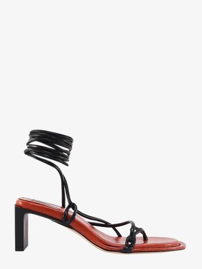 Miista Rounded Toe Leather Sandals In Yellow