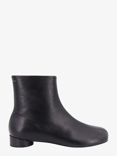 Shop Mm6 Maison Margiela Leather Closure With Zip Boots In Black