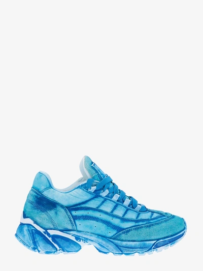 Shop Mm6 Maison Margiela Leather Lace-up Sneakers In Blue