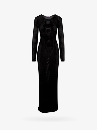 Shop Off-white Crew Neck Long Sleeves Long Dresses In Black