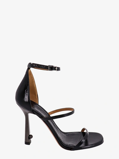 Shop Off-white Squared Toe Leather Ankle Strap Sandals In Black
