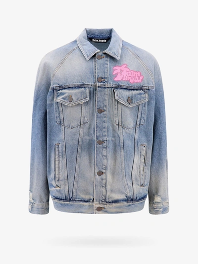 Shop Palm Angels Cotton Closure With Metal Buttons Jackets In Blue