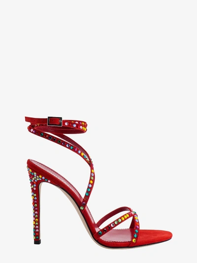 Shop Paris Texas Rounded Toe Leather Sandals In Red