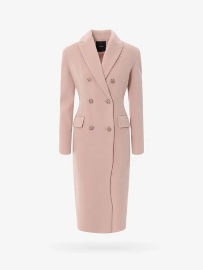 Shop Pinko Double-breasted Wool Notch Lapel Coats In Pink