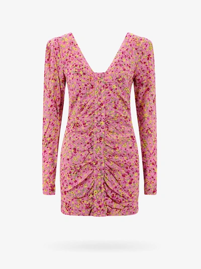 Shop Rotate Birger Christensen V-neck Closure With Zip Lined Dresses In Pink