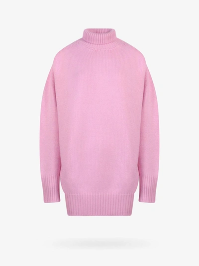 Shop Sa Su Phi Long Sleeves 100% Cashmere High Collar Dresses In Pink