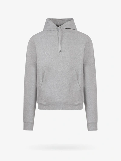 Shop Saint Laurent Long Sleeves Ribbed Profile Sweatshirts In Grey
