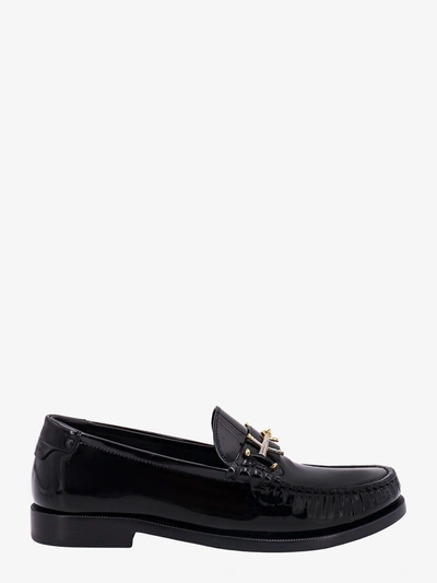 Shop Saint Laurent Rounded Toe Leather Loafers In Black
