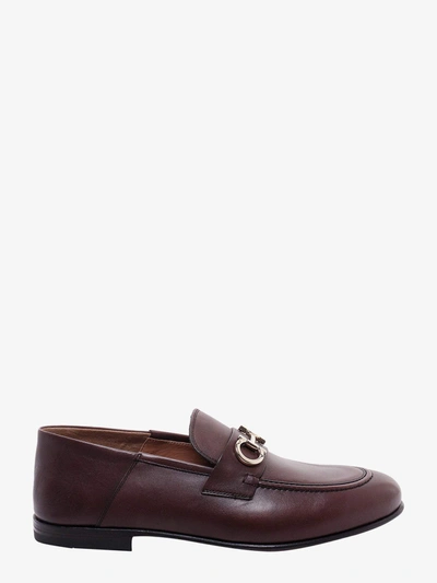 Shop Ferragamo Leather Loafers In Brown