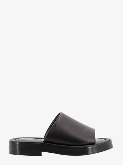 Shop Ferragamo Rounded Toe Leather Sandals In Black