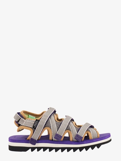 Shop Suicoke Stitched Profile Sandals In Purple