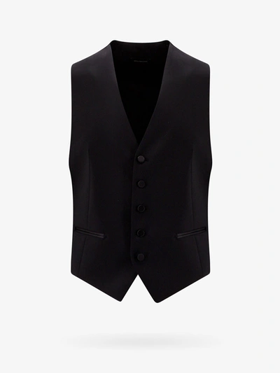 Shop Tagliatore Satin Blazers E Vests In Black