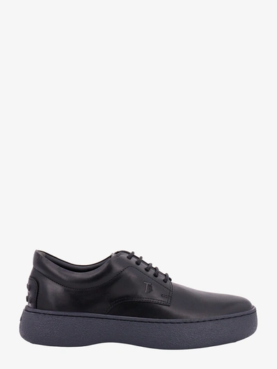 Shop Tod's Leather Lace Up In Black