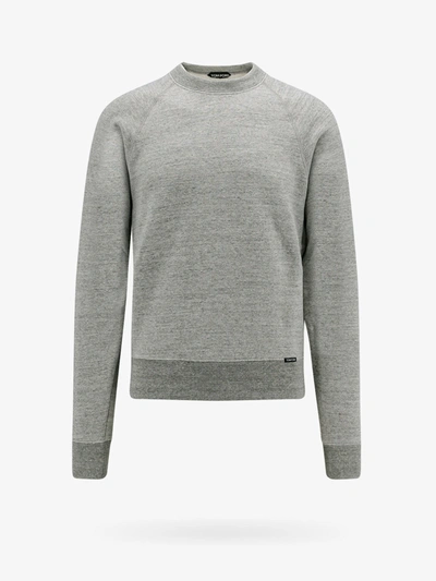 Shop Tom Ford Crew Neck Long Sleeves Cotton Sweatshirts In Grey