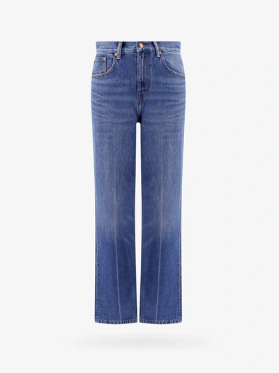 Shop Tory Burch Straight Leg Cotton Closure With Zip Jeans In Blue