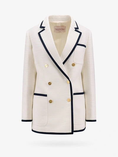 Shop Valentino Double-breasted Jacket In White