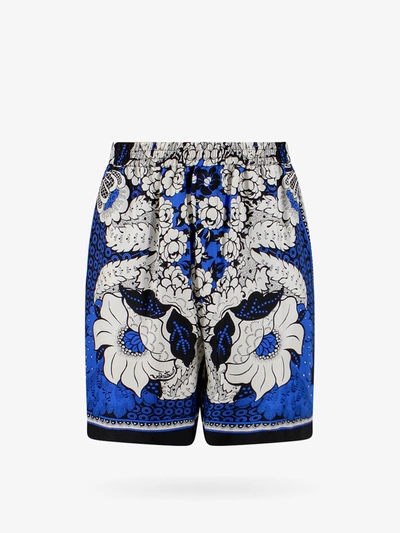 Shop Valentino Silk Bermuda Shorts In Blue