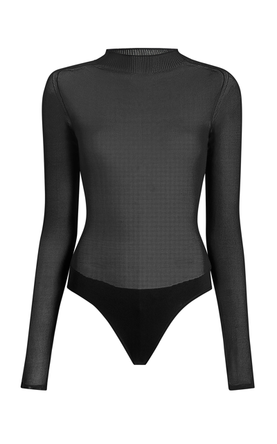 Shop Khaite Enzo Knit Silk-blend Bodysuit In Black