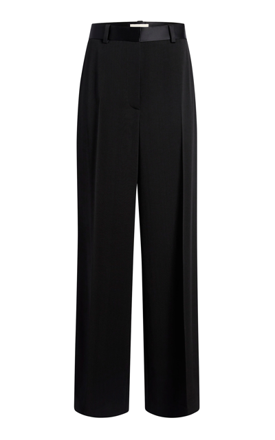 Shop Khaite Bacall Pleated Wide-leg Pants In Black