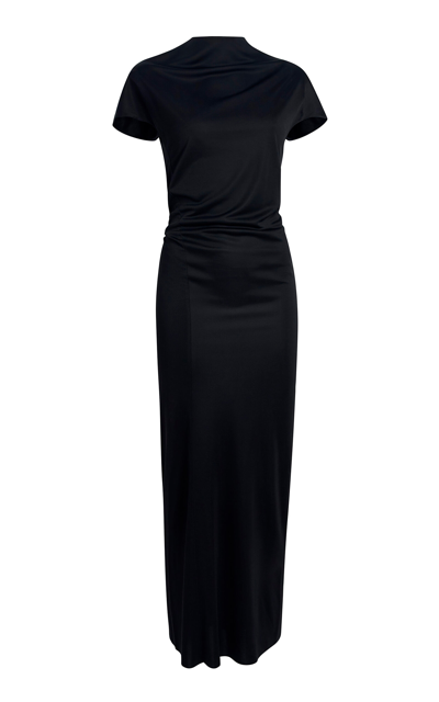 Shop Khaite Yenza Draped Jersey Maxi Dress In Black