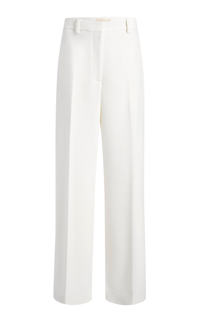 Shop Khaite Bacall Woven Wide-leg Pants In Ivory