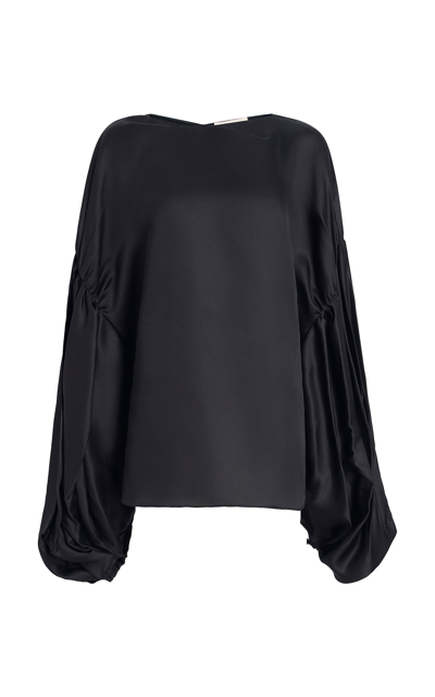 Shop Khaite Quico Oversized Silk Blouse In Black
