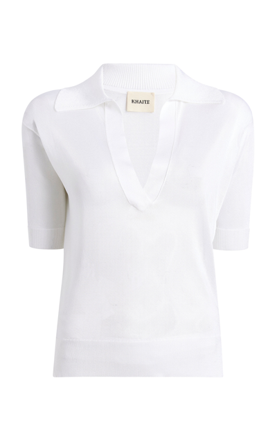Shop Khaite Julita Knit Polo Top In White