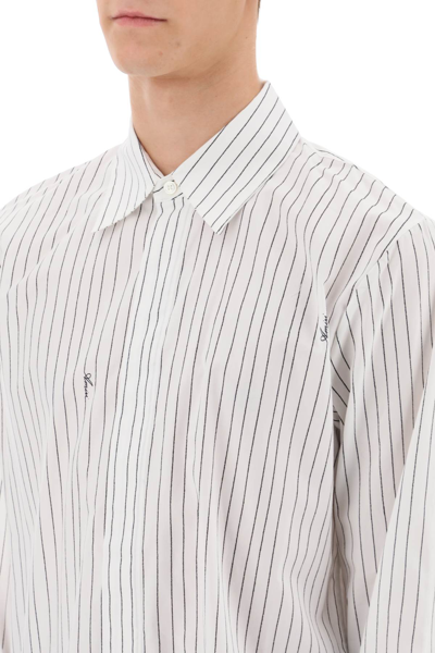 Shop Amiri Striped Logo Shirt Men In White