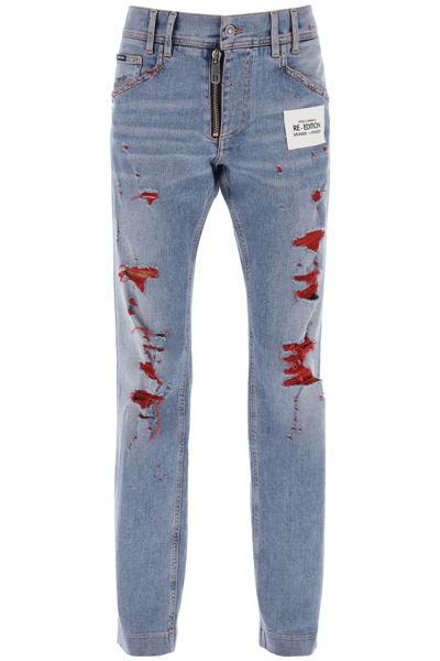 Shop Dolce & Gabbana Re-edition Jeans With Destroyed Detailing Men In Blue
