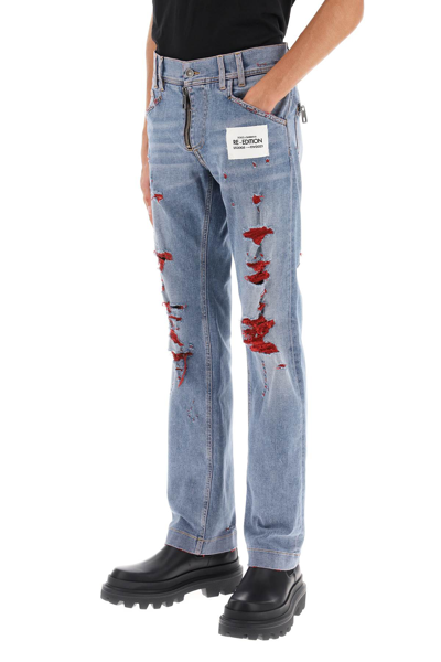 Shop Dolce & Gabbana Re-edition Jeans With Destroyed Detailing Men In Blue