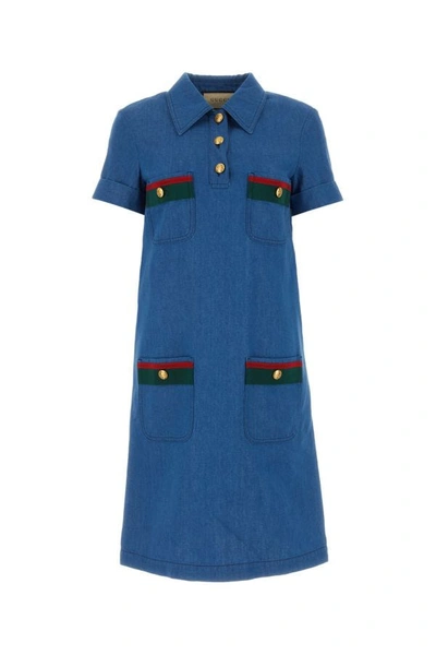 Shop Gucci Woman Denim Dress In Blue