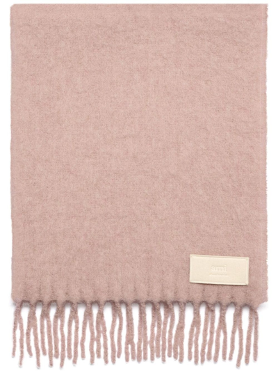 Shop Ami Alexandre Mattiussi Ami Paris Fringed Wool Blend Scarf In Multi-colored