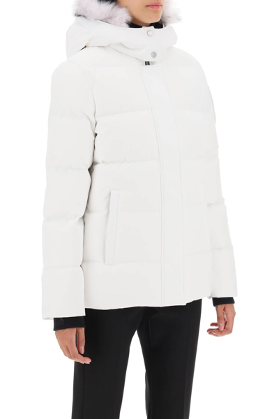 Shop Moose Knuckles 'cloud 3q' Hooded Midi Down Jacket Women In White