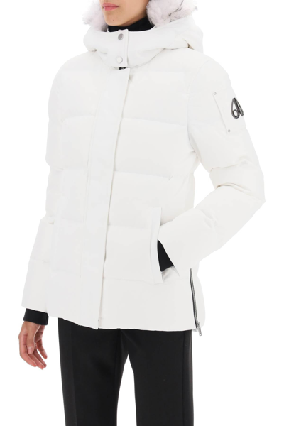 Shop Moose Knuckles 'cloud 3q' Hooded Midi Down Jacket Women In White