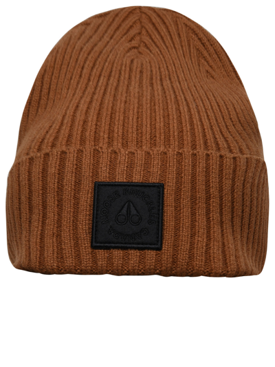 Shop Moose Knuckles Brown Merino Wool Beanie Man