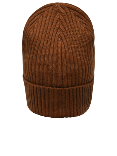 Shop Moose Knuckles Man  Brown Merino Wool Beanie