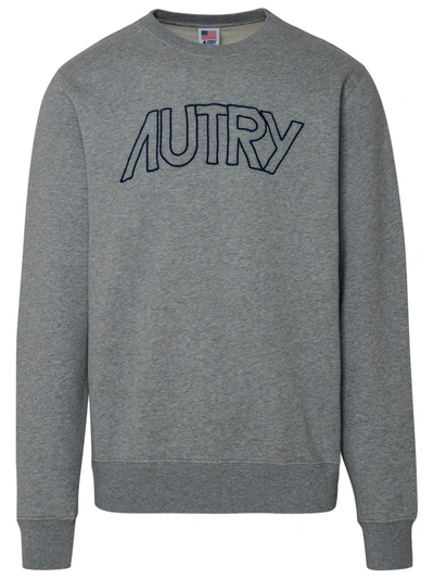 Shop Autry Melange Cotton Sweatshirt In Grey