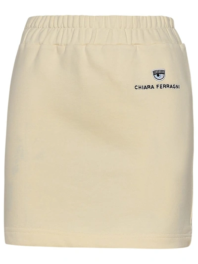 Shop Chiara Ferragni Cream Cotton Skirt In White