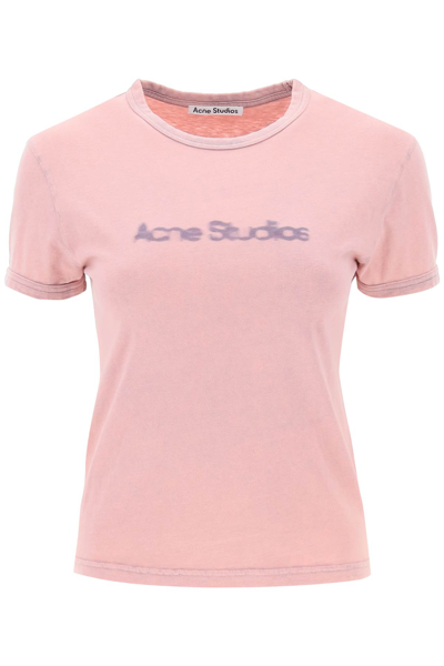Shop Acne Studios T Shirt With Faded Logo In Pink