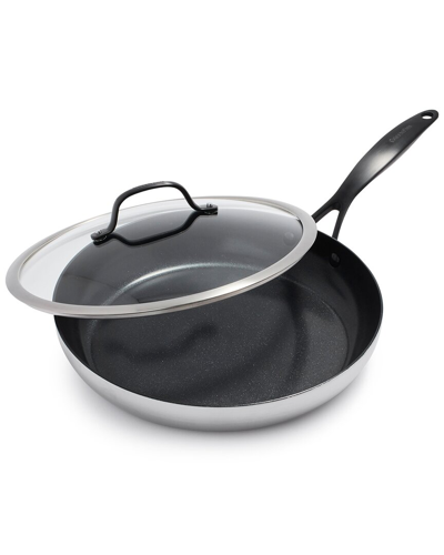 Shop Greenpan Venice Pro Noir Tri-ply Stainless Steel Ceramic Non-stick 12 Frying Pan With Lid In Black