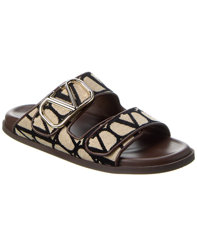 Shop Valentino Toile Iconographe Canvas & Leather Sandal In Brown