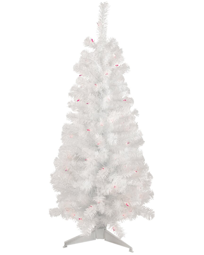 Northern Lights Northlight 4ft Pre-lit White Pine Slim Artificial Christmas Tree - Pink Lights In White