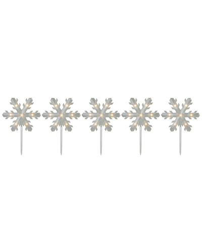 Northern Lights Northlight 5ct Snowflake Christmas Pathway Marker Lawn Stakes - Clear Lights In Clear