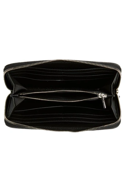 Shop Givenchy Logo Denim Zip Around Wallet In Dark Grey